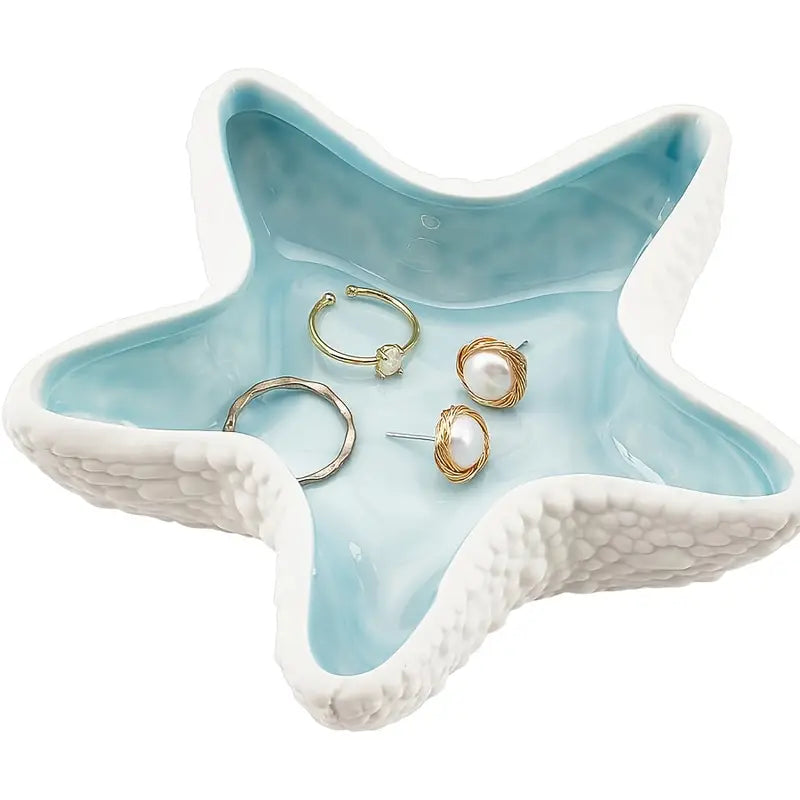 1pc Conch/Shell/Starfish Shaped Jewelry Tray, Ring And Earring Holder, Creative Jewelry Storage Box, Desktop Decor